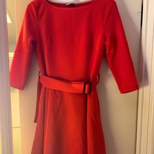 Belted Red Swing Dress